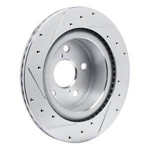 Lexus IS350 Brake Rotor (1) - Rear Right - R1 Concepts - Drilled & Slotted - Silver - `21-`25
